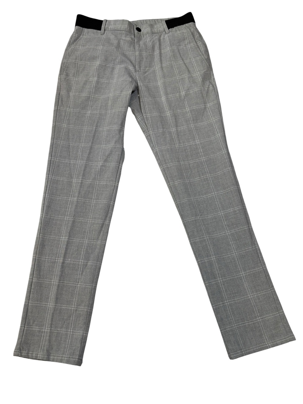 Zara Ankle Pants, Windowpane Plaid Dress Trousers, Grey Gray, Size Small